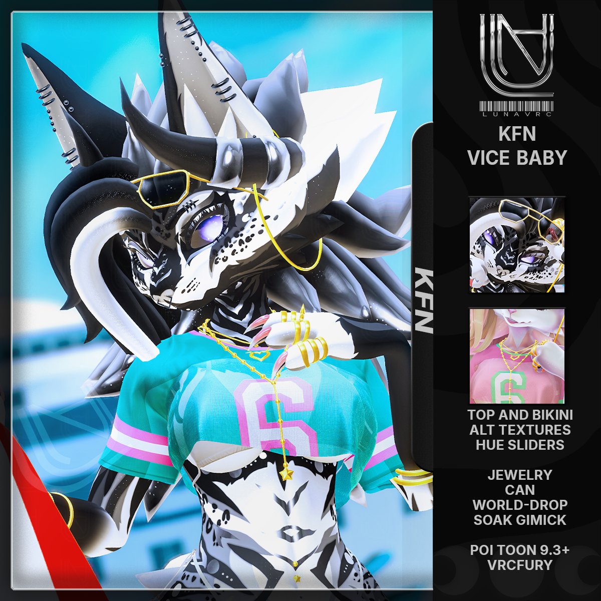 LunaVRC1's tweet photo. [KFN] VICE BABY!
Time to hit the beach and become the main character!
Lets rock this heatwave together! 🤍🖤
See below! https://t.co/w8gZtu1luB