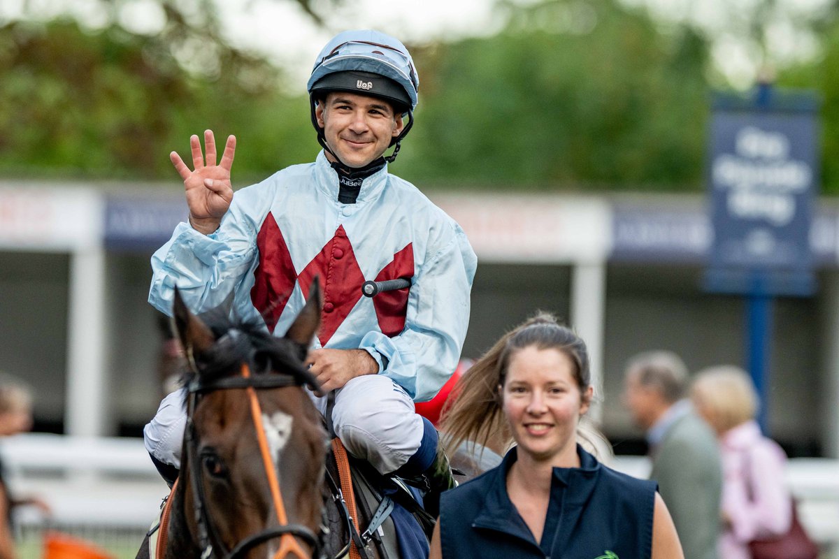 WindsorRaces's tweet photo. Congratulations to jockey Marco Ghiani @linusghiani99 on his fabulous four timer with us tonight:
Frank Stamper @AWCarrollracing 
King Of Light @WilliamsStuart 
South Shore @cowellracing 
Lequinto @AWCarrollracing 
He's in action at our sister course @BrightonRace tomorrow. https://t.co/10mptKbrQr