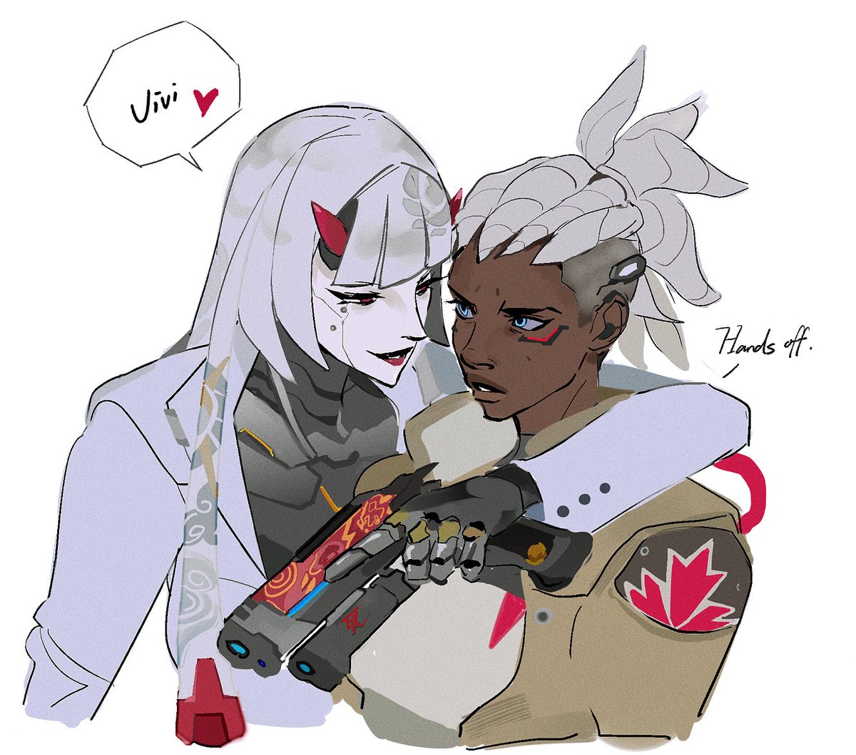 BJMAKI's tweet photo. #overwatchfanart
 The way Shion calls Sojourn vivi 😈 https://t.co/je0nbjd8Le