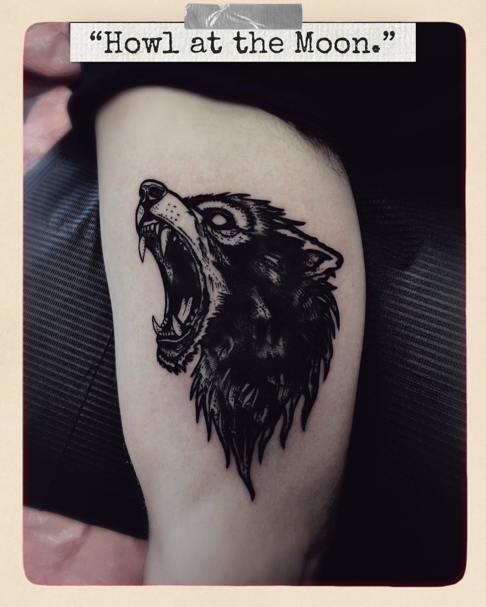 AnthonyInkCo's tweet photo. In the night, the beast howls. 🐺 This blackwork style werewolf was an absolute blast to create and pack with saturation. If you love horror themed tattoos, call or text 601-730-2917 for a consultation so we can get spooky together! https://t.co/inObtWb0jT