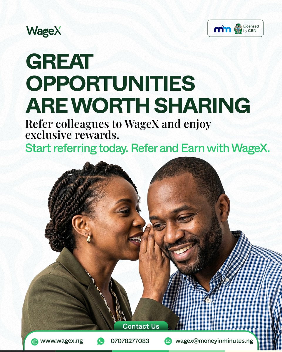 WageXng's tweet photo. The best workplace recommendations aren't always about jobs - they're about opportunities that genuinely help people.

Who would you share a valuable opportunity with today?

#WageX #EmployeeBenefits #FinancialWellbeing https://t.co/rSnhGFcdaF