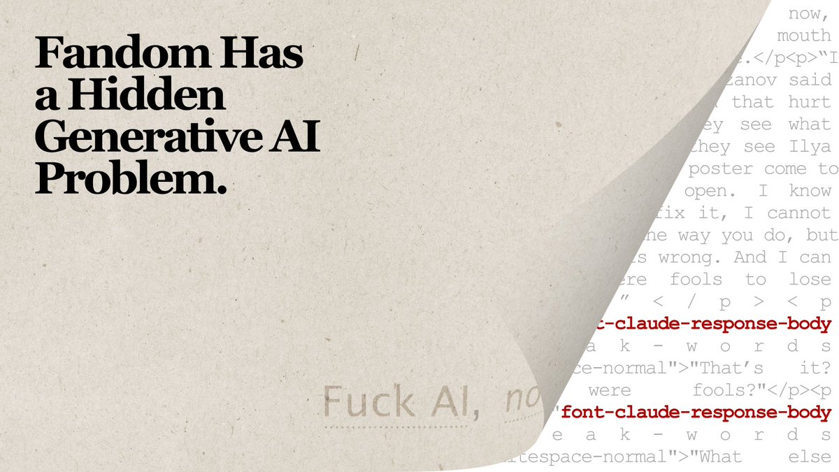 heatedrivalryai's tweet photo. Unequivocal proof of AI (Claude-generated) content is buried in its HTML and can be found, across fandoms, in a number of well-known fanfics on Archive of Our Own. This includes, notably, OpalApparition’s “Nutcracker!” and frozenmorningdew’s “hanging by a moment”. 🧵 https://t.co/S7b5dJZzyB
