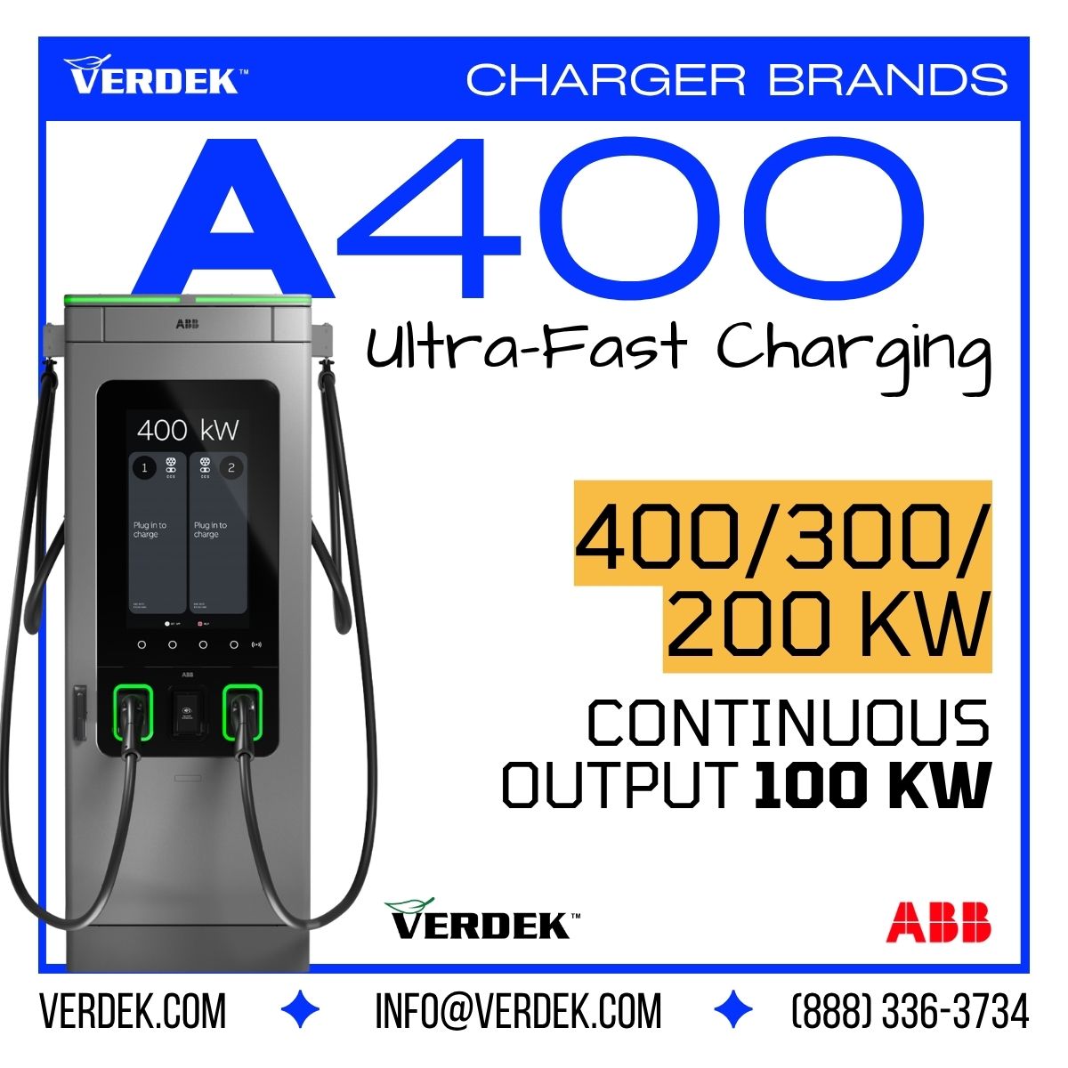 VerdekGreenTech's tweet photo. @ABBelec A-Series chargers deliver up to 400 kW DC fast charging, with field upgrades from 200 kW and a 99%+ operational success target.

Available through Verdek and eligible @sourcewell_gov  procurement.

#Verdek #ABB #Sourcewell #EVCharging #DCFastCharging https://t.co/L98xEwu2An
