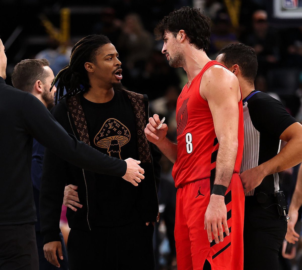 TheNBACentel's tweet photo. Ja Morant requests ceasefire with new teammate Deni Avdija. https://t.co/XYzQcsO7qD