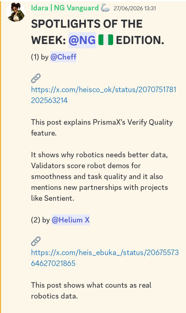 Kay_TheBlessed's tweet photo. Robotics is entering a new era 

The future is not just about building smarter robots  it’s about creating better data, better validation, and better learning systems.

@PrismaX_ is showing why human validators matter by improving robot demos, scoring quality, and helping https://t.co/Q6i9QGtuH0