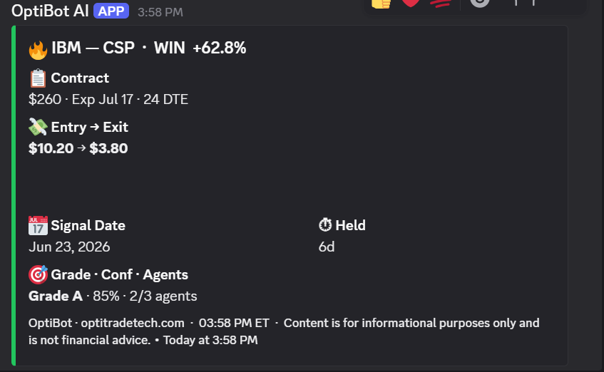 OptitradeTechAI's tweet photo. Today's winners from OptiBot Options trading $IBM $SPCX $QBTS $SOFI 
Join our discord/telegram and try it out for a 7-day free trial https://t.co/rTNXYZJSFA https://t.co/wfe5pHA8Z7