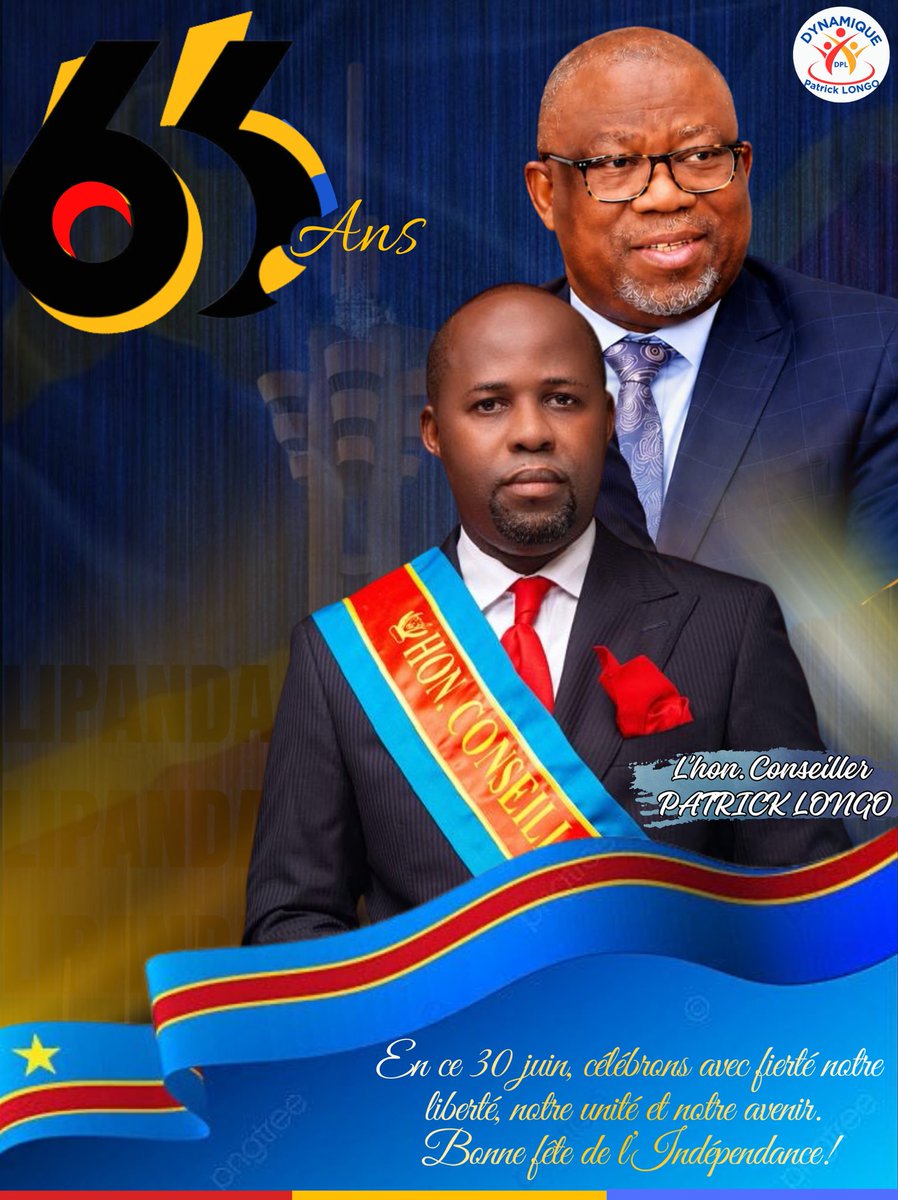 PatrickLongo6's tweet photo. En ce jour mémorable de la Fête de l’Indépendance,je présente mes vœux les plus sincères à tous les Congolais et à toutes les Congolaises,avec une pensée particulière pour la population de Lemba.

Bonne Fête de l’Indépendance à toutes et à tous ! 

      Le meilleur reste avenir https://t.co/pBYWUiZolp
