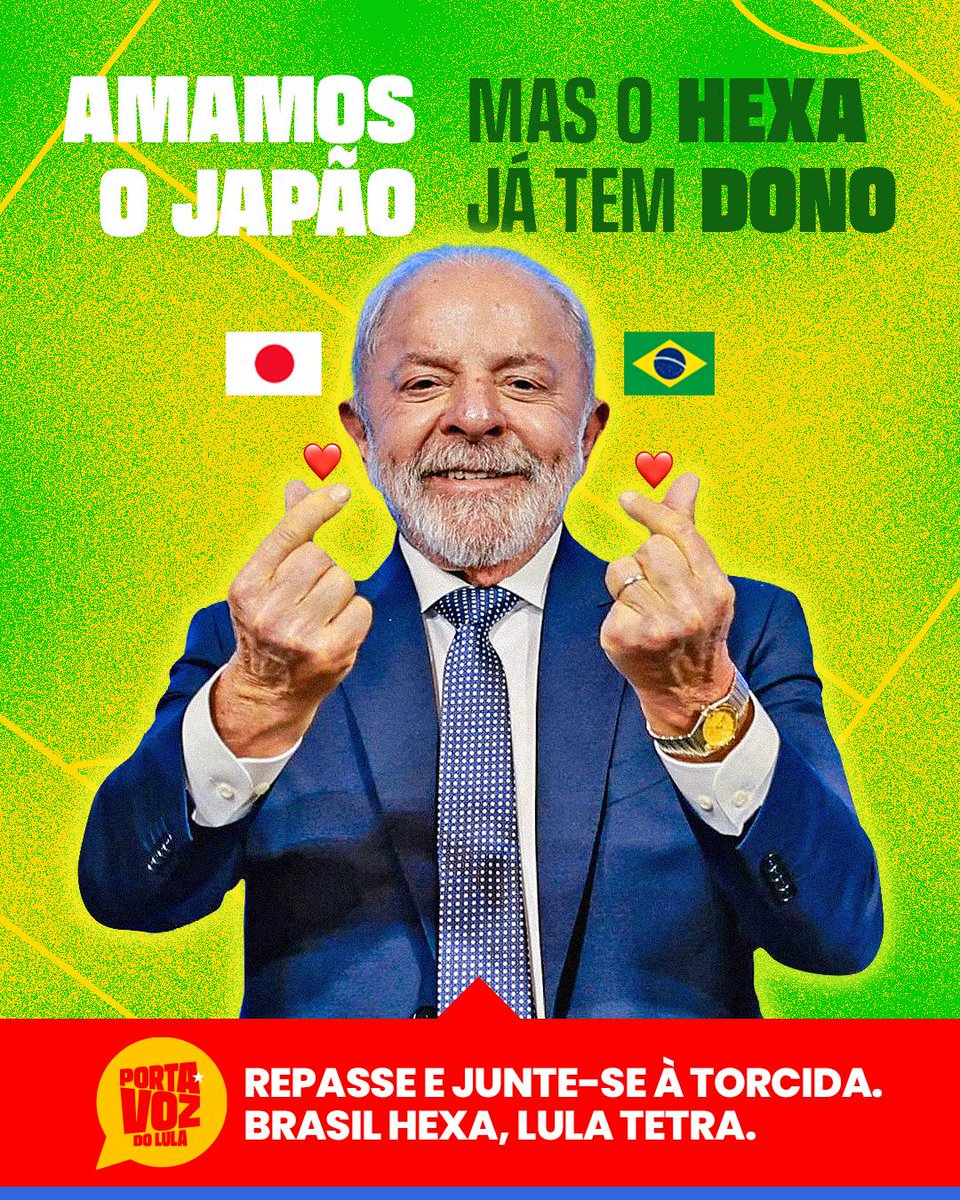 DeleDela's tweet photo. 🫰🏽❤️ BORA BRASIL! 🇧🇷 
 BRASIL HEXA e LULA TETRA. https://t.co/x6YULQOEcl