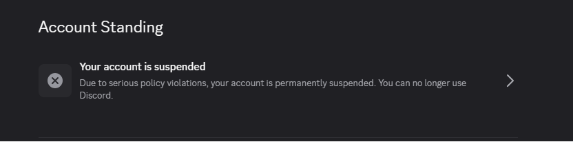 eightDOTcx's tweet photo. Today I lost years of Discord memories, friends, servers and everything I worked for years.

This morning, I received two false warnings on my Discord account. I successfully appealed the first warning and was unsuspended, however my account status still showed it as suspended even though I could login. When I appealed the second warning, my account was suspended again despite successfully appealing both new warnings.

The screenshot attached is where the glitched "suspended" account status is shown, despite me being logged in and being able to chat to others.

I've been a loyal Discord user for years and have multiple important conversations and servers. I've received several false warnings over the years, and many of my appeals go unanswered by Discord support.

Discord support has been no help, and has auto closed my tickets despite my issue exceeding the in-app appeals process. 
Anyone know any way to talk to a real human about my issues?

@discord @discord_support #discordsupport