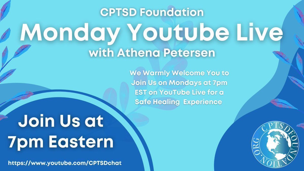 cptsdfoundation's tweet photo. Join the #CPTSDChat this Monday at 7 pm EST for our live YouTube Q&A session.
Connect with a community of co-survivors healing together and supporting each other in a no-shame, no-judgment, toxic-free environment at https://t.co/wcfUFB8h8h
#healingcommunity #cptsdsurvivor https://t.co/AMskMLD4IG
