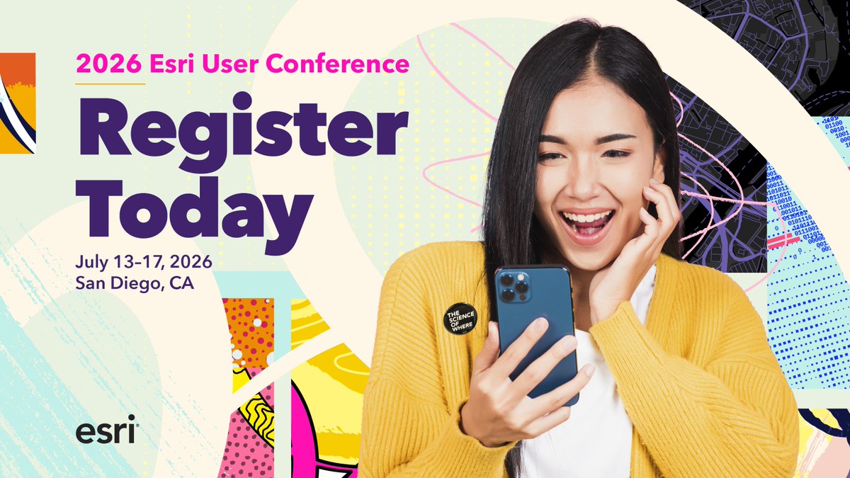 EsriYPN's tweet photo. Join thousands of geospatial professionals and enthusiasts at @EsriUC – the world’s largest GIS conference! 🌎

🔹Register: https://t.co/Bdd3tutV5U  #EsriUC2026 https://t.co/yJI2MermNL