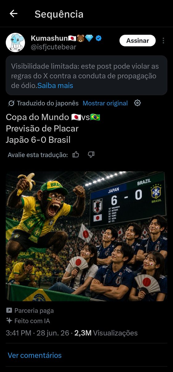 WanderleyMajes1's tweet photo. Brasileiro fez piada com bomba e tsunami mas quando é chamado de macaco chora 🤣🤣🤣🤣🤣🤣 https://t.co/ge7YhtzM2X