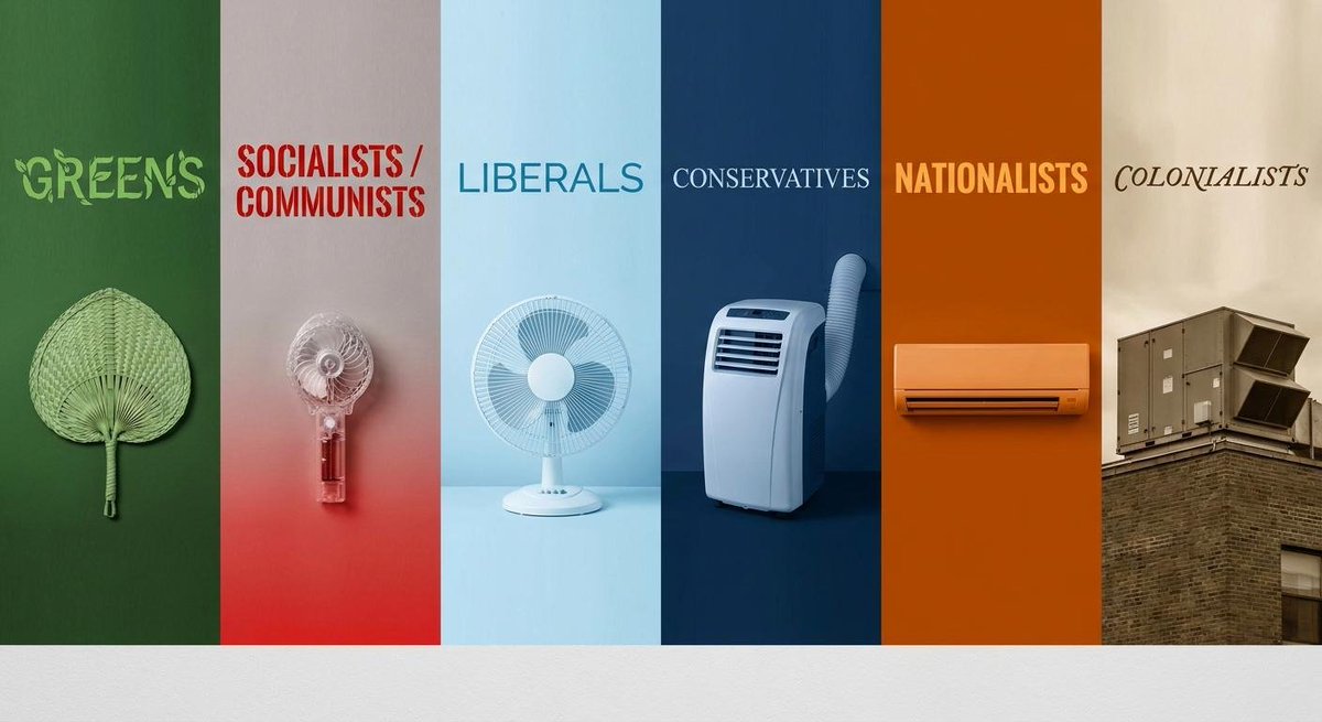 realUrbanHacker's tweet photo. Tell me your summer cooling tech I’ll tell your political orientation https://t.co/3FX9GxAfPM