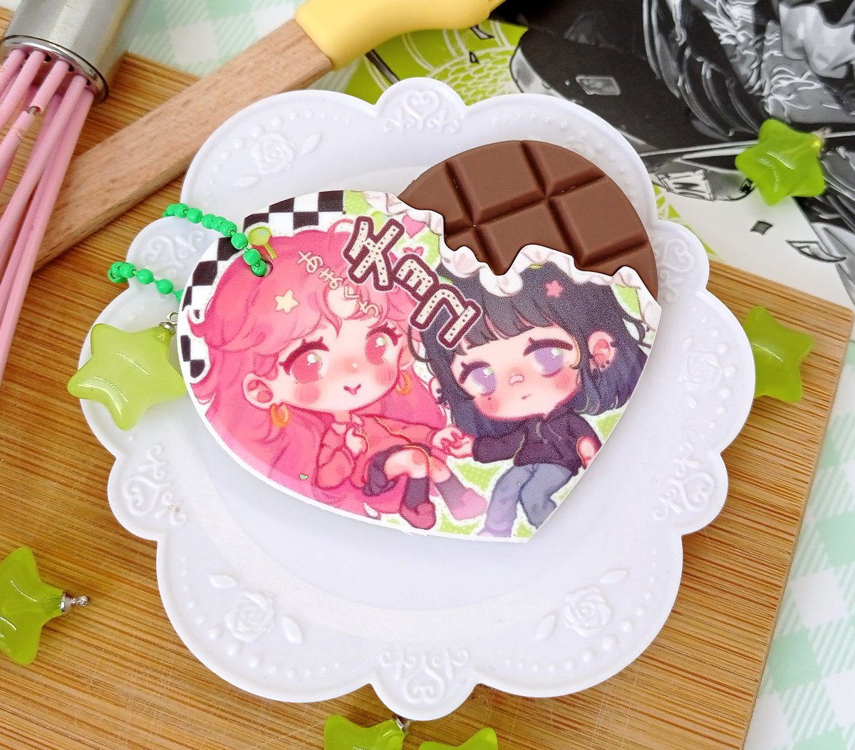 nanahiiart's tweet photo. I made some merch of the green yuri!! 💚😊 https://t.co/8T0OGRAAYW