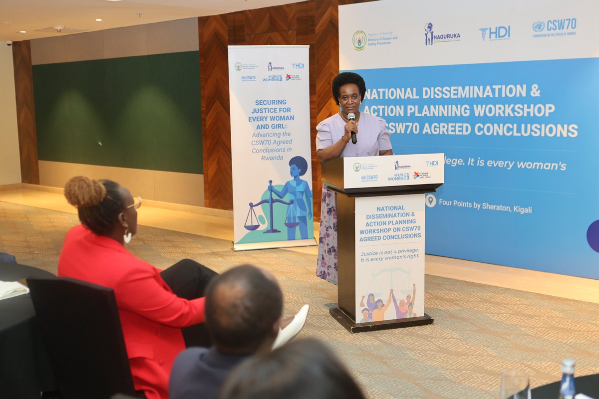 RwandaGender's tweet photo. Minister @U_Consolee expressed sincere appreciation to everyone who contributed to Rwanda’s successful participation at #CSW70, especially the Rwandan delegation for their support in securing the historic adoption of the #CSW70 Agreed Conclusions. https://t.co/tYsuvFGECb