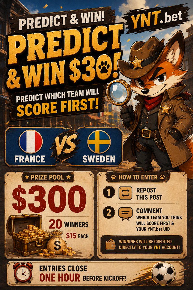 Yntbet's tweet photo. Brazil vs. Japan has been absolutely incredible! Japan currently leads 1–0, and the tension is unreal. 😱⚽

The winners of our Brazil vs. Japan prediction giveaway will be announced within 48 hours after the match ends.

Now, let’s move straight on to our next exciting matchup: France vs. Sweden! 🇫🇷🇸🇪

This time, predict which team will score first!

💰 Prize Pool: $300
🏆 20 winners
💵 $15 each

How to enter:

1️⃣ Follow @Yntbet
2️⃣ Repost this post and tag three friends
3️⃣ Comment with the team you think will score first and include your https://t.co/jCI9s2iEDz UID

The prizes will be credited directly to the winners’ https://t.co/jCI9s2iEDz accounts.

⏰ Entries close one hour before kickoff.

Let’s get started—good luck, everyone! 🍀
#FranceVsSweden #FRAvsSWE #ScoreFirst #FootballPrediction #FootballGiveaway #WorldCup2026 #YNTbet