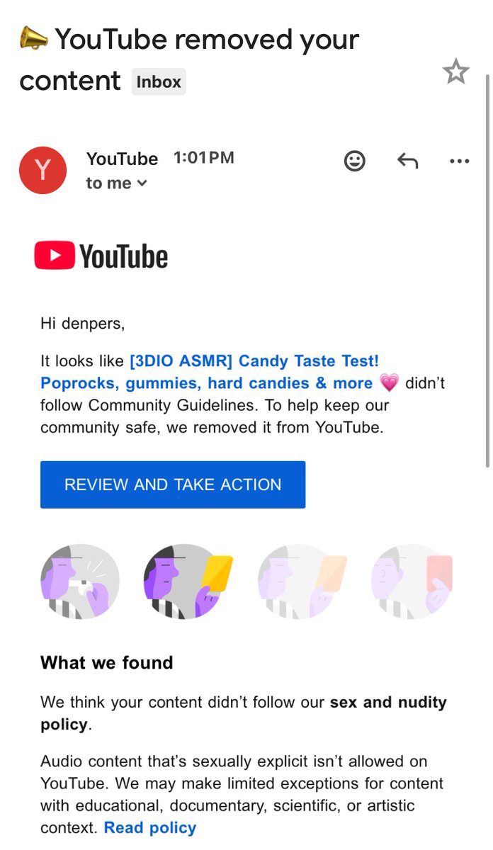 denpafish's tweet photo. 😭 YouTube removed my latest ASMR stream for being too sexy?? I will appeal it but I have never had any luck with appeals, what do I even write? They get rejected nearly instantly https://t.co/YhmNywEIbc