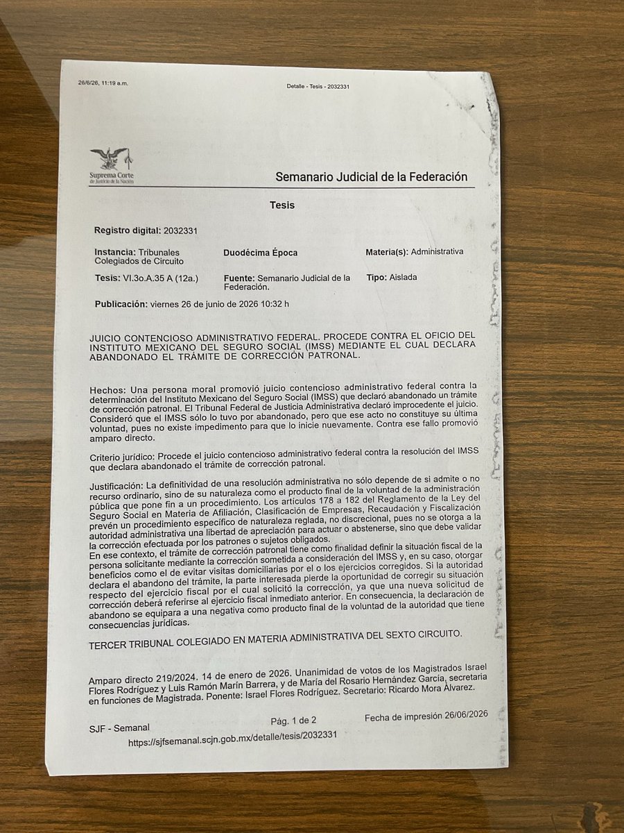 Nicar50's tweet photo. Contra la resolución del IMSS que declara abandonado el trámite de corrección patronal procede el juicio contencioso administrativo federal. https://t.co/QUTJYLHifW