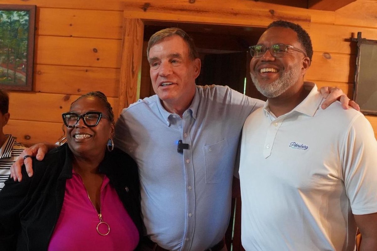 MarkWarnerVA's tweet photo. Great to be in Petersburg alongside Delegate Kimberly Pope Adams @kimadamsforva and Mayor Samuel Parham yesterday! Thanks to everyone who joined, asked questions, and shared your perspectives. I know this community is going to deliver crucial wins in November. https://t.co/l1vh6YWZNV