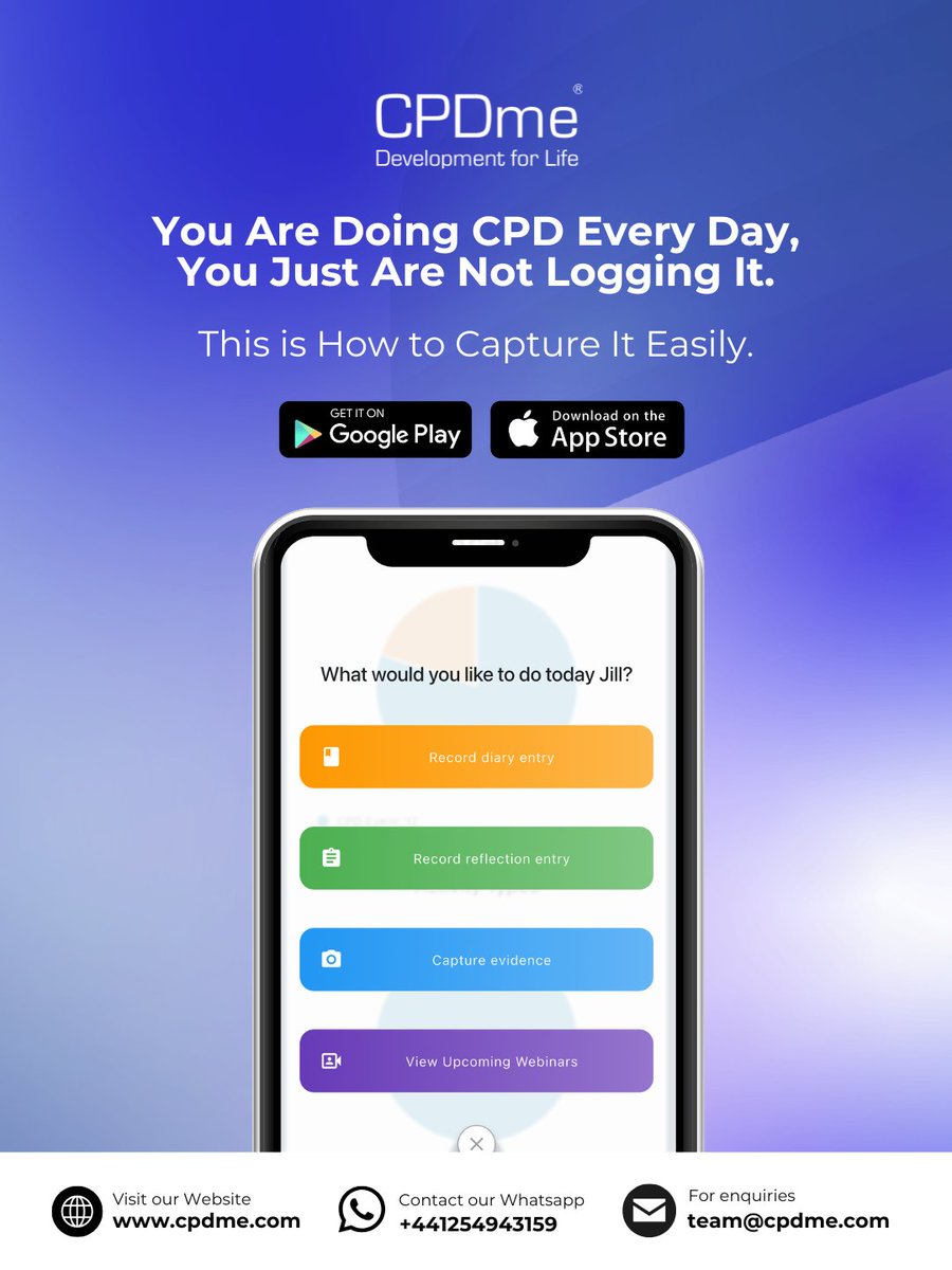 cpdme's tweet photo. Most professionals are doing far more CPD than they realise. They are just not logging it anywhere ๐ฉ
CPDme makes logging any of these take less than five minutes with our mobile app ๐
๐ https://t.co/VkUipuZD5G
#CPDme #CPDPortfolio #NMCRevalidation #HCPCAudit https://t.co/0a4eWVd4lA