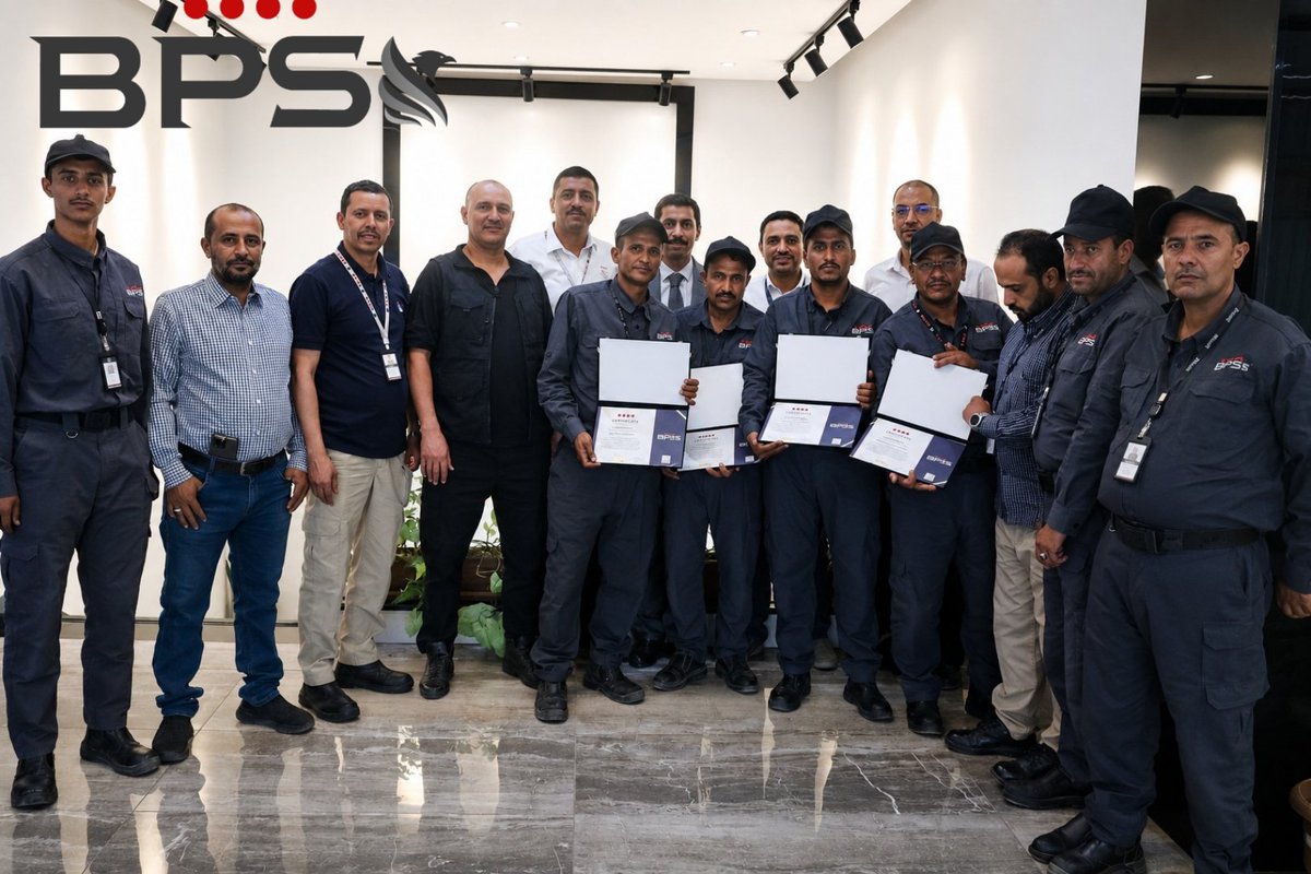 BPSYEMEN's tweet photo. Today a recognition ceremony was held at You Company site to honor security personnel for their swift response in extinguishing a recent fire incident
The event was attended by You Security Management and the Director of BPS who praised the team’s professionalism and dedication https://t.co/IdM58x2lxf