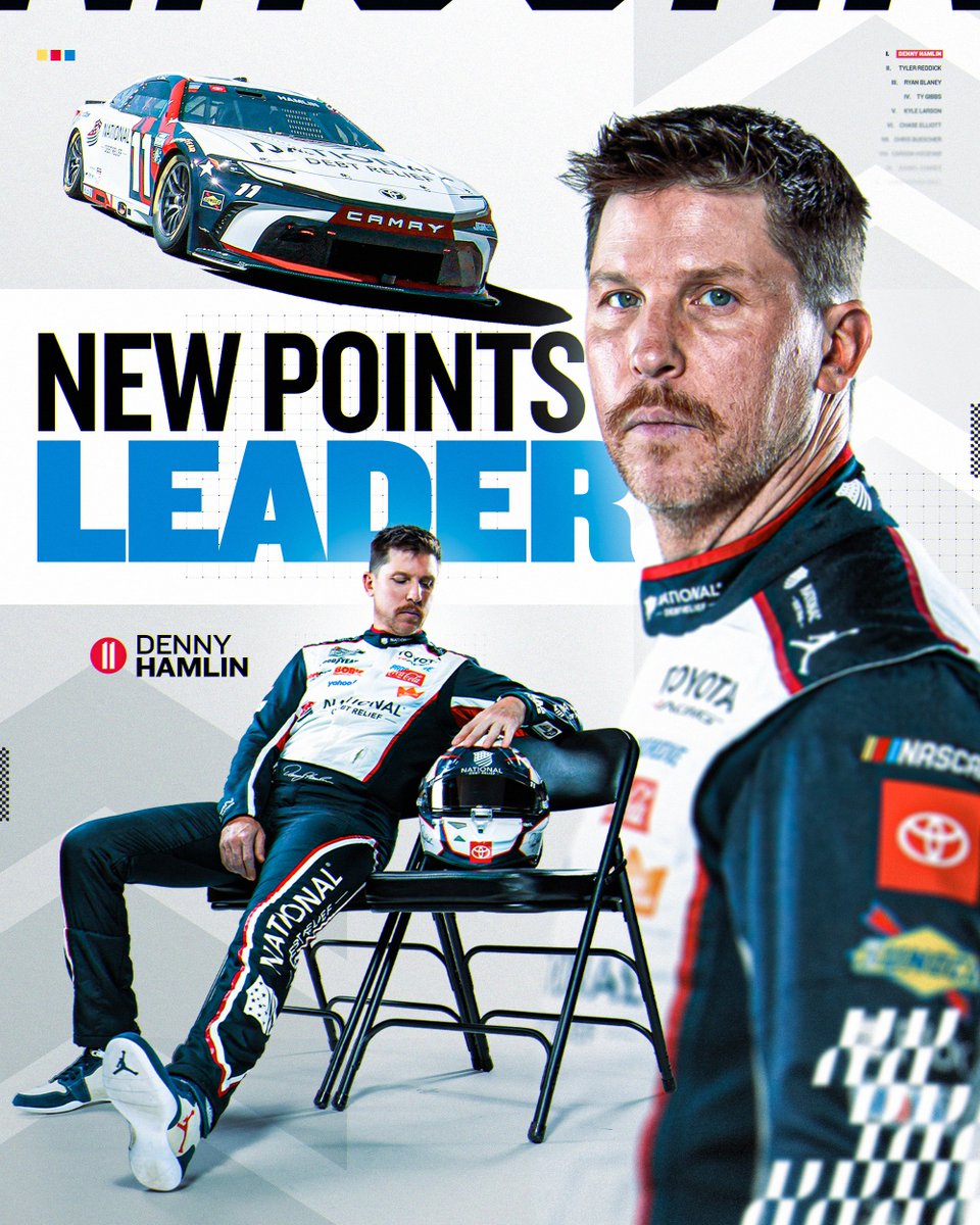 NASCAR's tweet photo. For the first time this season, there's a new face at the top of the standings. https://t.co/cTE3670mqQ