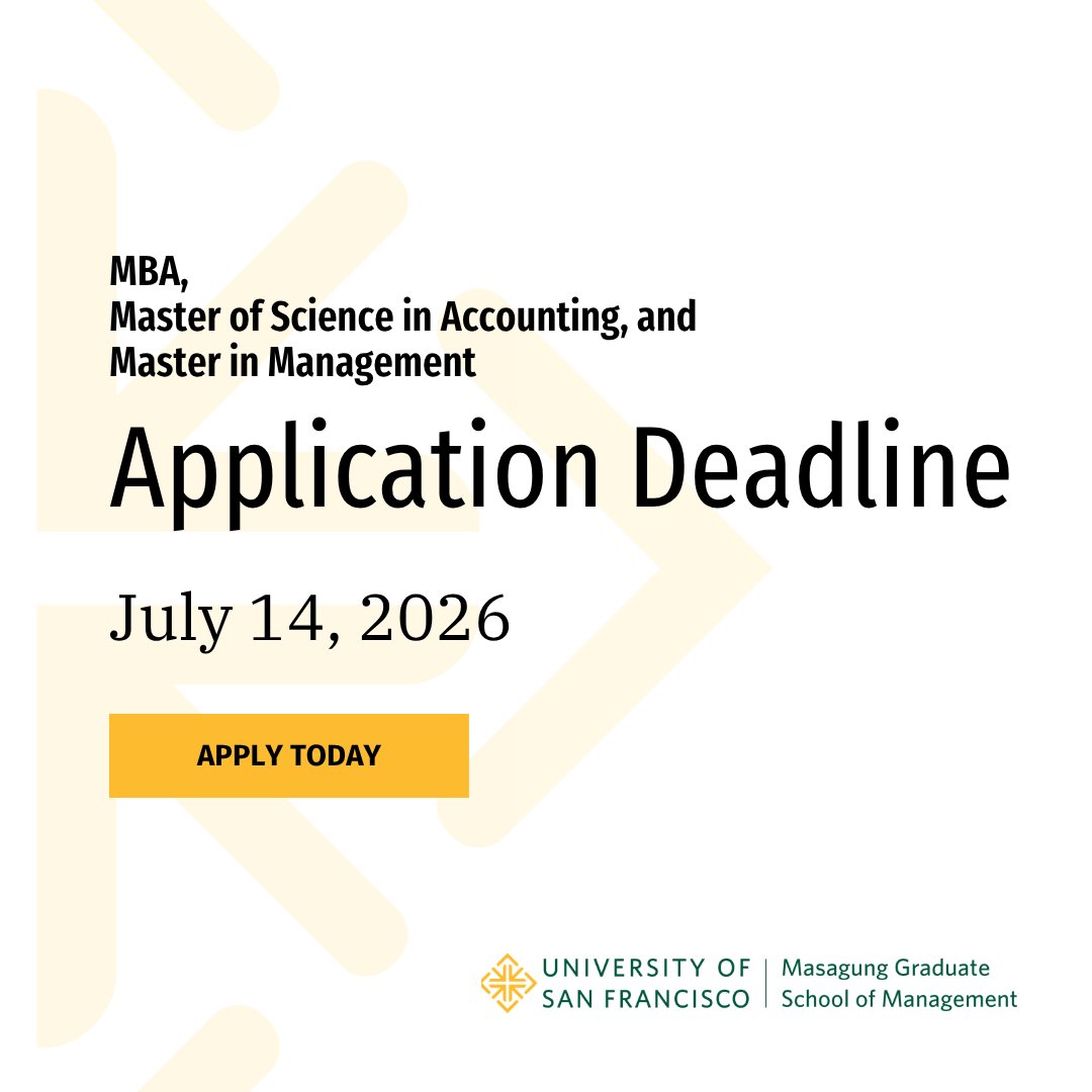 USFSOM's tweet photo. Your next start date is closer than you think.

Applications for the MBA, Master of Science in Accounting, and Master in Management are due July 14 for an August 18 start.

Apply now: https://t.co/eGyHxNlfnF https://t.co/GMT5T3neDe