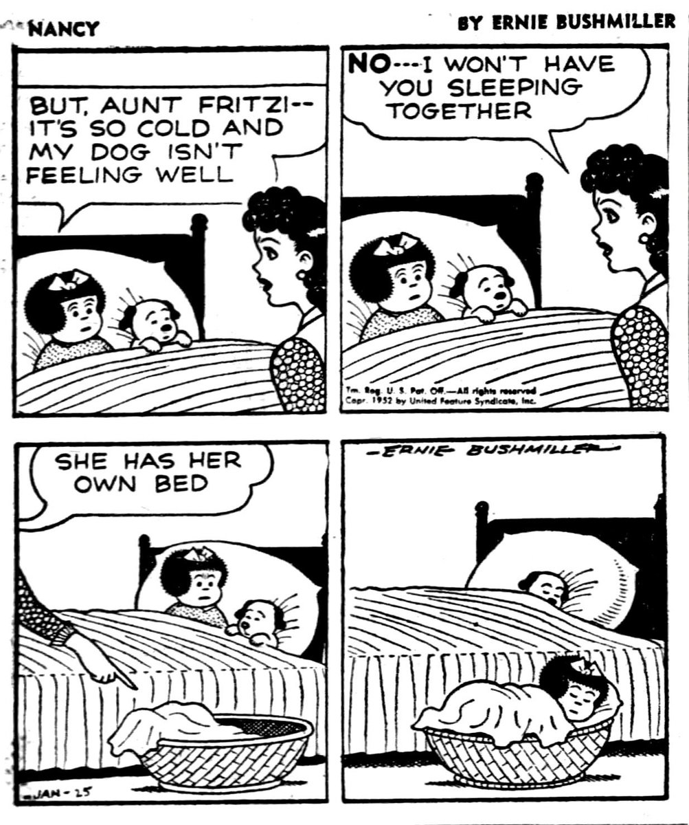 ClassicStrips's tweet photo. Nancy 
Ernie Bushmiller 01.31.52 https://t.co/8YJpUmGmFl