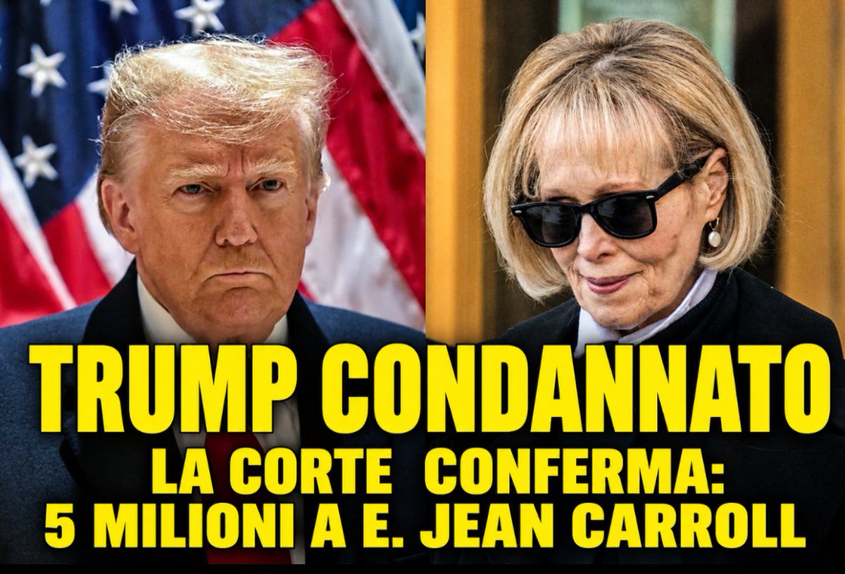 FabrizioHennig's tweet photo. #Trump condannato 

La Corte Suprema degli Stati Uniti ha respinto il ricorso del presidente americano contro la sentenza che lo condanna a versare 5 milioni di dollari a Jean #Carroll per abuso sessuale e diffamazione. 

La decisione rende definitiva quella https://t.co/R4DID5eioU