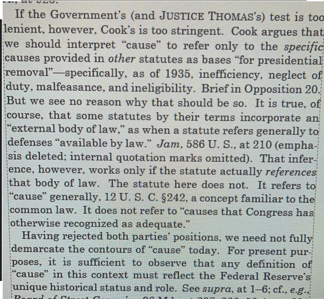 BricButler's tweet photo. @Political_BAWss @RBMEllis Roberts is kicking the can down the road. Essentially saying if she is fired after the proceedings run their course the courts would likely have to more solidly define what “cause” is justifiable and that at least he and the three libs would lean in Cooks favor. https://t.co/PbNloE1HIT