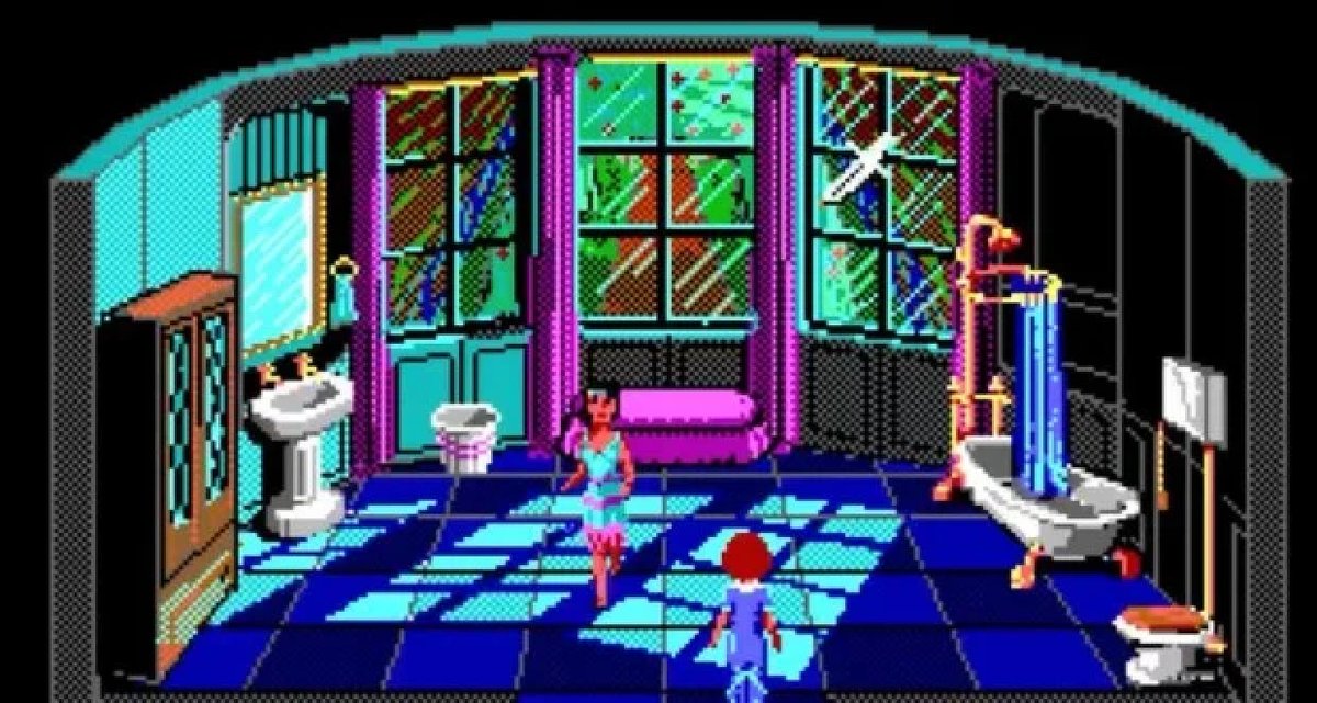 slattstudio's tweet photo. One thing I really like about the art in Colonel's Bequest is the use of shadows, or in this case, light.

EGA is great for having harsh contrast, which may not appeal to everyone, but I just love it!

Anything stick out to you about this background? https://t.co/8STBUy9S9C