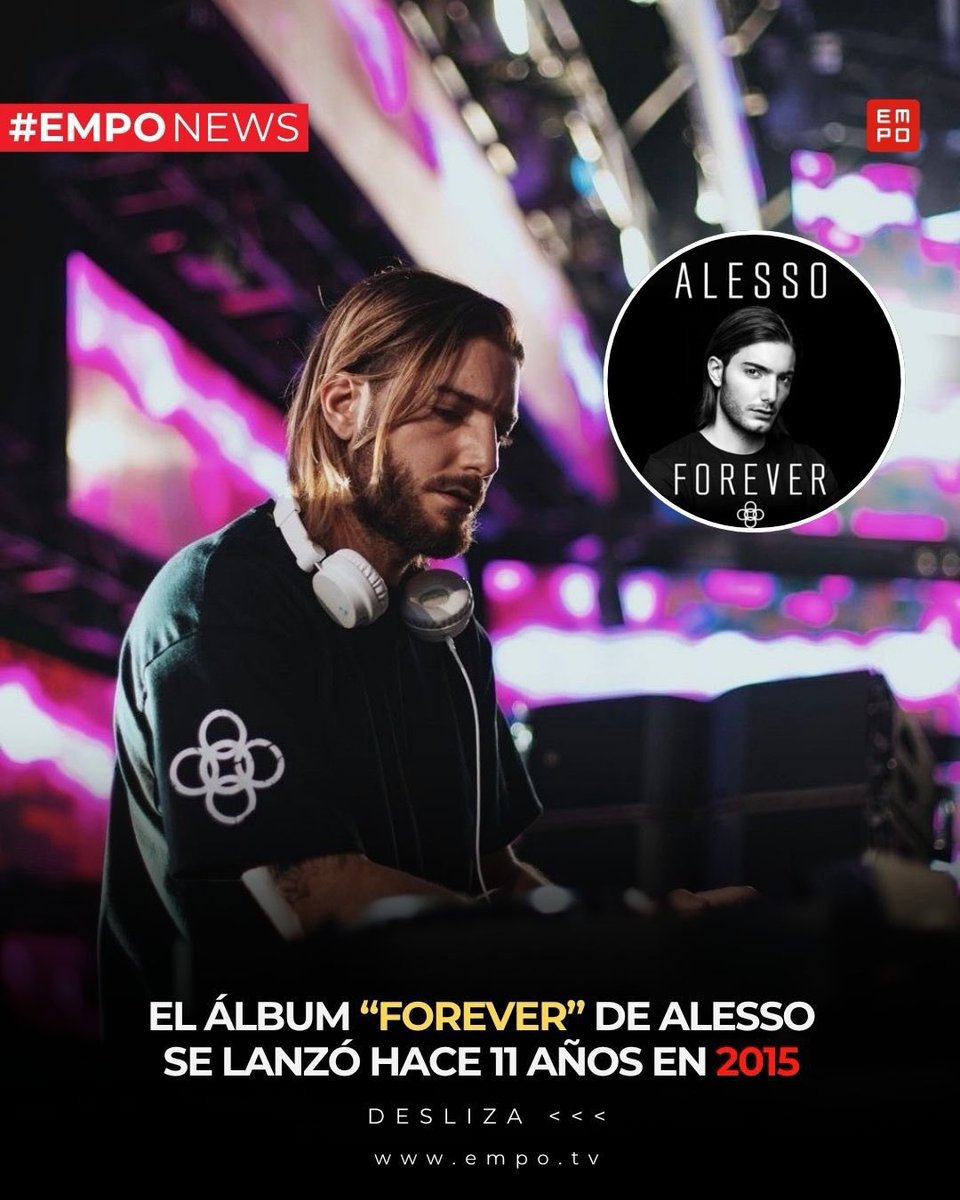 EMPOTV's tweet photo. En el 2015 llegaba el álbum debut de @alesso “Forever” con 14 temas entre los cuales encuentras “Heores”, “Cool”, “Under Control”, “If I Lose Myself” entre otros 👏🏻

Hoy son 11 años de uno de los discos 💿 con más temas emblemáticos del EDM

 ¿Cuál es tu favorita? https://t.co/E7h4v14ncD