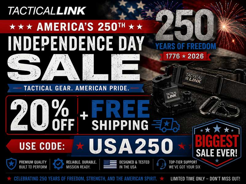 TacticalLink's tweet photo. 🇱🇷 250th Independence Day Sale Starts NOW!

20% Off Tactical Link Products &amp; Free Shipping For Orders Over $225. See website.

🎁 Premium Gear Built To Perform
🇺🇸 Reliable. Durable. Mission Ready.
⏳ Limited-Time Promo

https://t.co/Dw4It0qZBb

* Firearms Not Sold Through X * https://t.co/9R4ZxxSgLN
