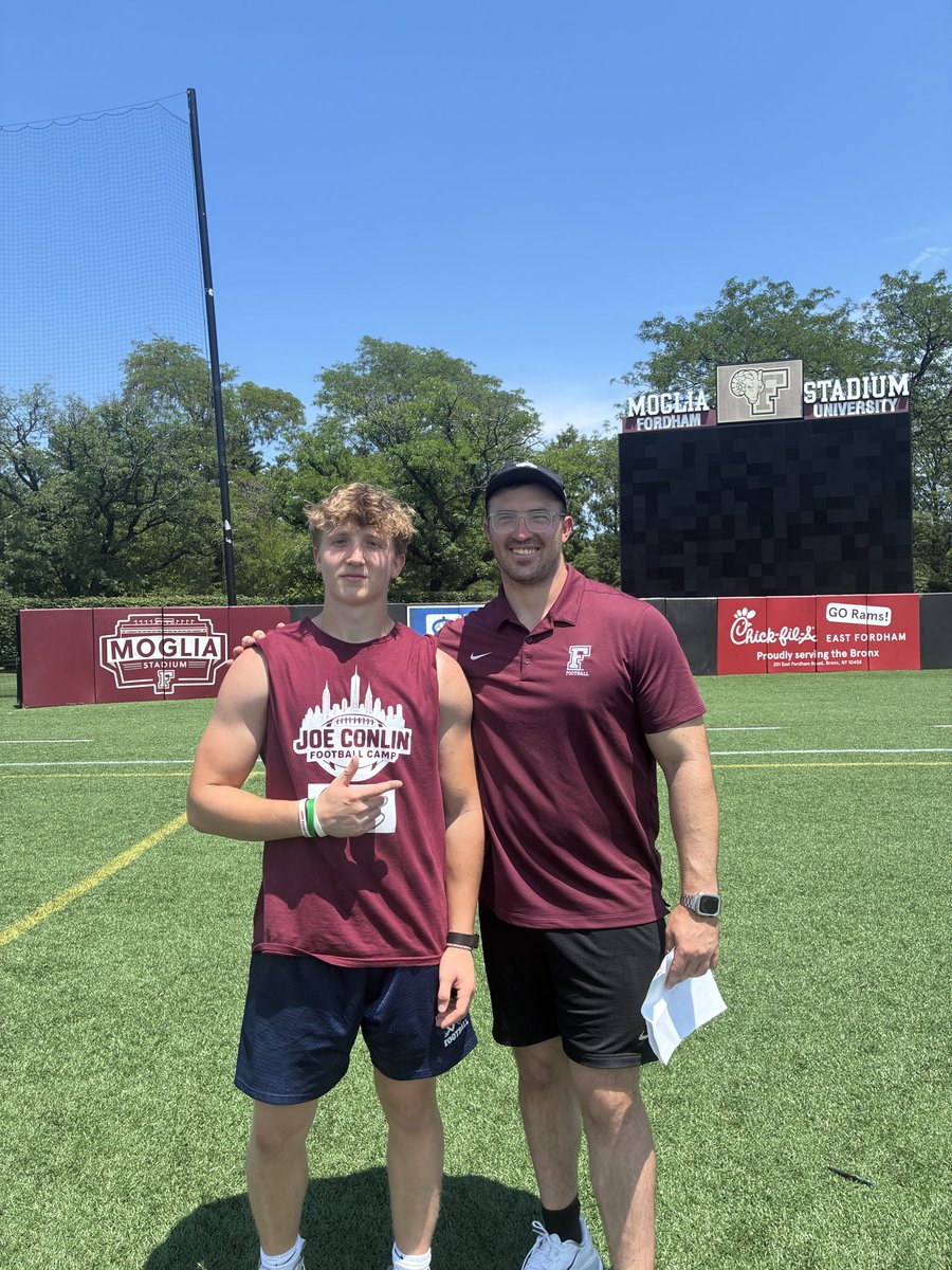 CGem28's tweet photo. Had a great time at Fordham yesterday! learning a lot from @JMullgrav. Thank you again @benchmason42 for the invite can’t wait to be back up in the fall. 

@Wilton_Football https://t.co/ZdD1OIqnHg