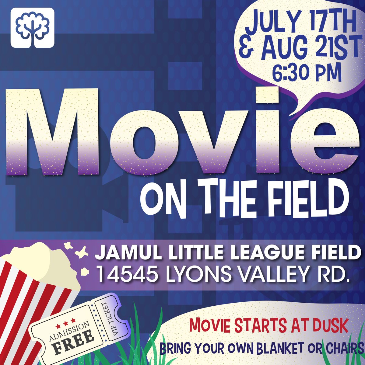 JamulChurch's tweet photo. 🎬Movie on the Field is almost here!🎬

📅Friday, July 17th @ 6:30 pm
📍Jamul Little League Field (14545 Lyons Valley Rd)

Interested in helping at the event? Sign up to volunteer here: https://t.co/mGOo4EhTcR https://t.co/QY0zcw7UNL