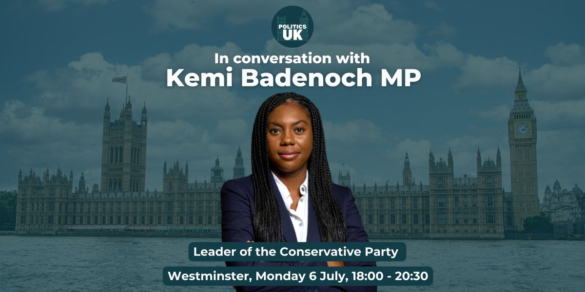 PolitlcsUK's tweet photo. 🚨 One week to go until our 'In Conversation' with Kemi Badenoch on Monday! 

Find out more and book your tickets from £11 here: https://t.co/QgfMsiXoJL https://t.co/iEfqu9owlF