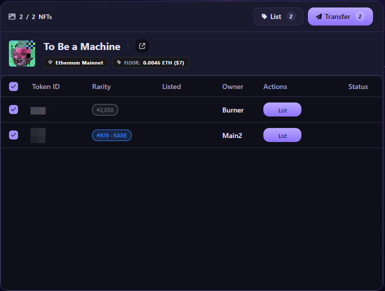 QuasarrLabs's tweet photo. We're quietly continuing the build
Now for Opensea, listing, editing, and canceling are possible. 
Floors can be checked live. 
Rarity status can be viewed 
You can even transfer all NFTs with a single click https://t.co/wzF020pEXx