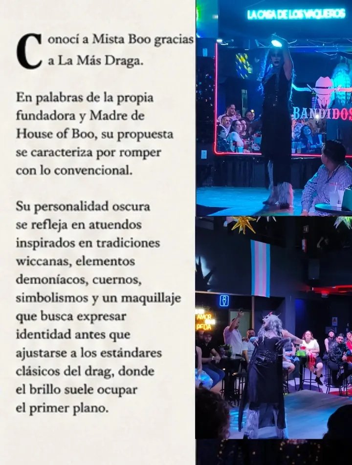 mistaboo_'s tweet photo. Ahí les va un hilo.
@ drag_ueando en Insta, escribió una reseña sobre mi visita a Bandidos en Chihuahua.
Gente bonita de chihuahua. Lamento mucho la sombra conservadora que está sobre ustedes. Les amo.
Está reseña captura perfectamente la idea y la función que es Mista Boo.
1/3🧵 https://t.co/IpuGHkD21q