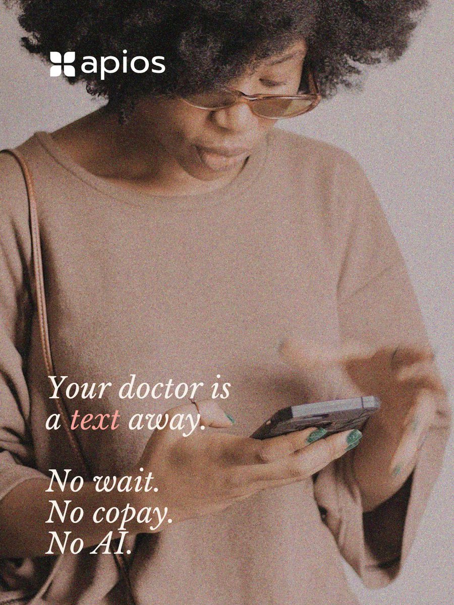 ApiosHealth's tweet photo. Your doctor is literally a text away. No waiting rooms, no copays, no AI bots. Just real physicians, ready when you are. Ask your HR team if Apios is a part of your benefits. 🩺📱
#DirectPrimaryCare #EmployeeBenefits #TextYourDoctor #ApiosHealth #NoWaitNoWorry https://t.co/dWUJrqg7Ya