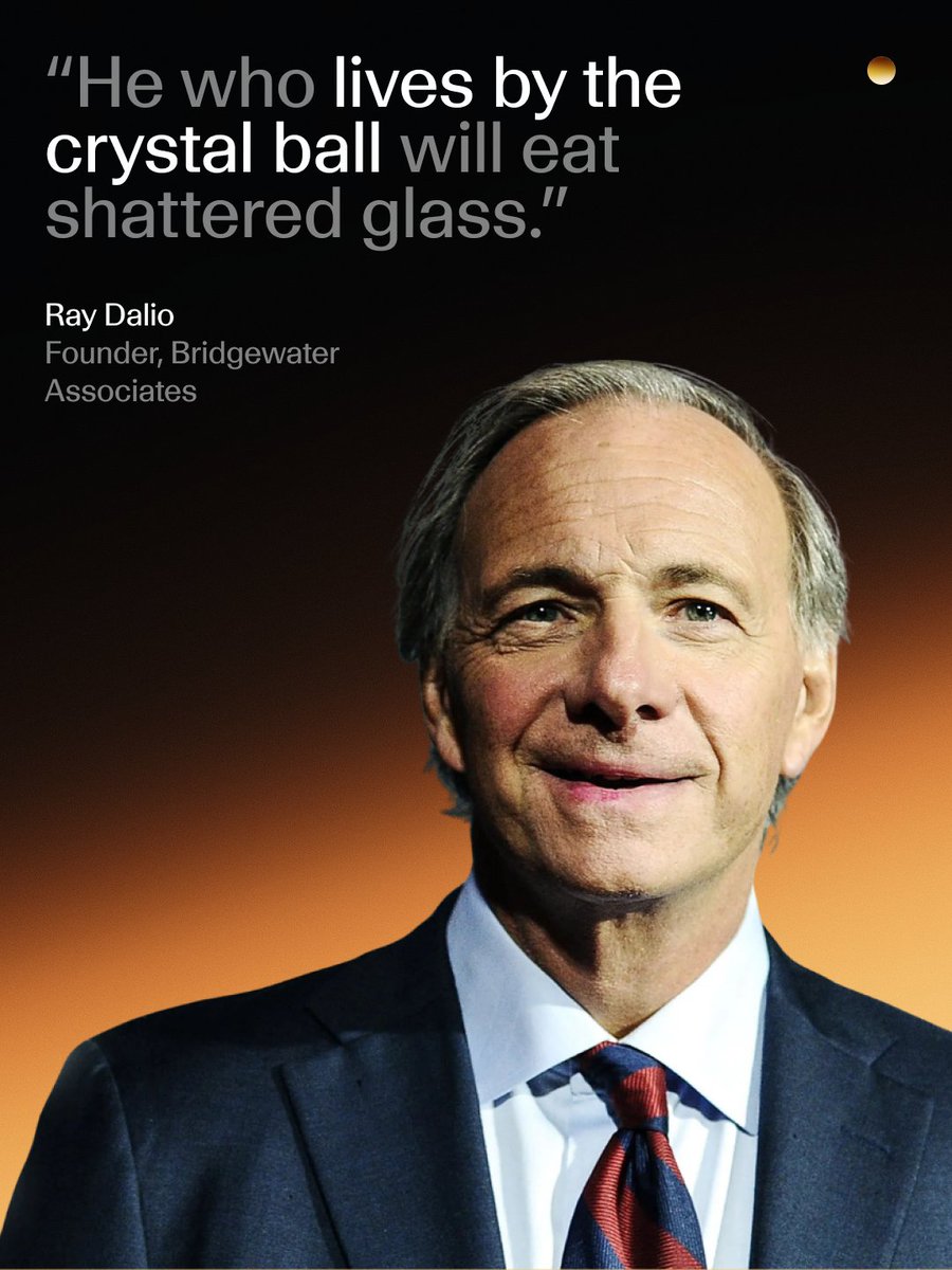 capitalcom's tweet photo. "He who lives by the crystal ball will eat shattered glass."

Ray Dalio built the world's largest hedge fund on a principle of radical honesty, including honesty about the limits of forecasting. Bridgewater's entire investment approach is built around being wrong, expecting it and building systems that survive it.

In markets where everyone has an opinion about what happens next, this is a useful check. Conviction and certainty aren't the same thing.

How much of your trading approach is built around being right versus being prepared to be wrong?

#RayDalio #Bridgewater #MarketForecasting #TradingPhilosophy

CFDs are complex instruments and come with a high risk of losing money rapidly due to leverage. 78.48% of retail investor accounts lose money when trading CFDs. You should consider whether you understand how CFDs work and whether you can afford to take the high risk of losing your money.