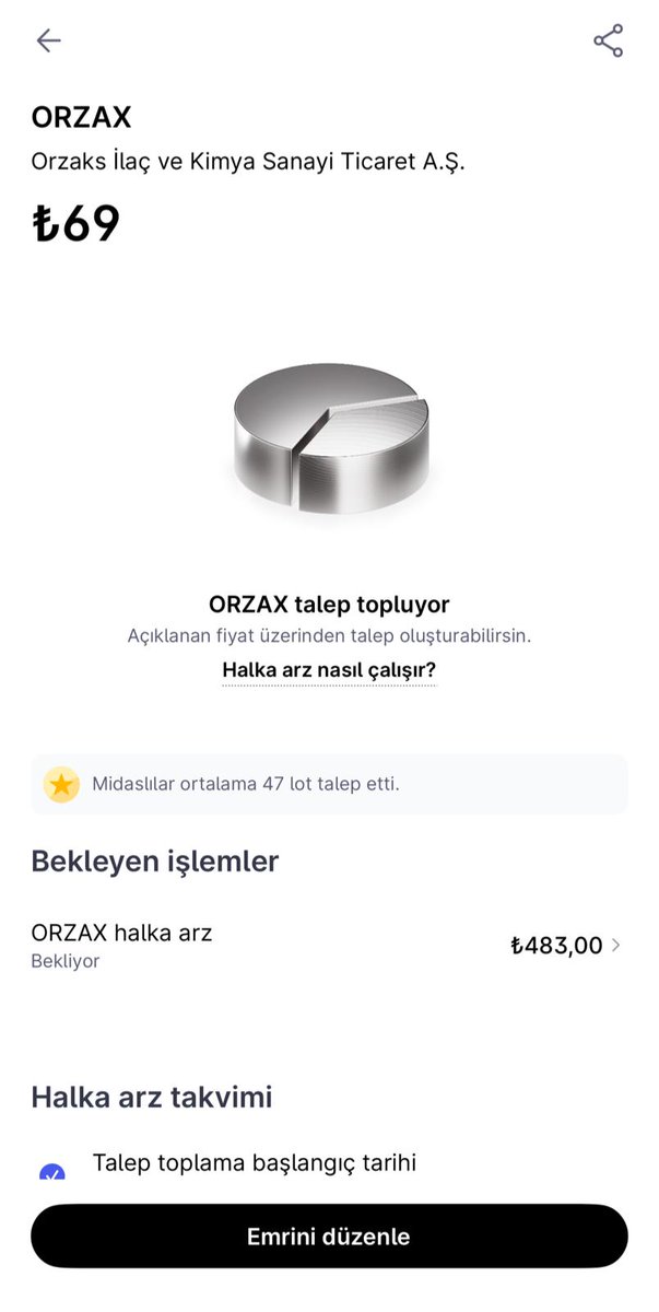 gumushisseler's tweet photo. #ORZAX Halka arz talep toplama başladı  
Başvuruda bulundum hayırlı uğurlu olsun 
Bireysel yatırımcılara ayrılan pay: 29.925.000 lot  

Halka arzı inceledim takviye gıda ve vitamin sektöründe güçlü marka bilinirliği şahsen kullanıyorum eczane kanalında yaygın dağıtım ağı son yıllarda büyüyen ciro ve operasyonel performans. Halka arz gelirinin önemli kısmı kapasite artırımı, Ar-Ge ve işletme büyümesine ayrılıyor.    Ancak dikkat edilmesi gereken noktalar da var Halka arzın bir bölümü ortak satışı içeriyor Katılım endeksine uygun değil Fiyat istikrarı planlanmıyor. 

Sektörü güçlü, markası bilinen ve uzun vadede takip edilmeyi hak eden bir şirket. Ancak her halka arzda olduğu gibi karar verirken sadece “tavan yapar mı?” sorusuna değil, şirketin büyüme hikayesine de bakmak gerekiyor sizler katıldınız mı ?  

700 Bin katılım ➜ 43 Lot (2.967 TL) 
800 Bin katılım ➜ 37 Lot (2.553 TL) 
900 Bin katılım ➜ 33 Lot (2.277 TL) 
1 Milyon katılım ➜ 30 Lot (2.070 TL) 
1,1 Milyon katılım ➜ 27 Lot (1.863 TL) 
1,2 Milyon katılım ➜ 25 Lot (1.725 TL)