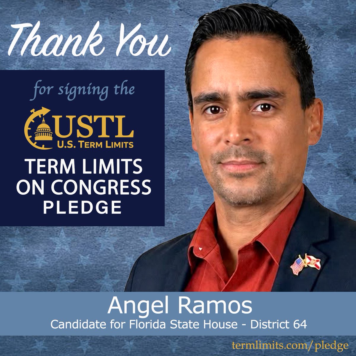 ARamosPatriot's tweet photo. Angel Ramos, Republican candidate for Florida State House Representative, District 64, today announced he has signed the U.S. Term Limits pledge, committing to support an Article V convention to impose term limits on members of Congress.

https://t.co/Ax1nIsj65p https://t.co/E4POHTS9ZH