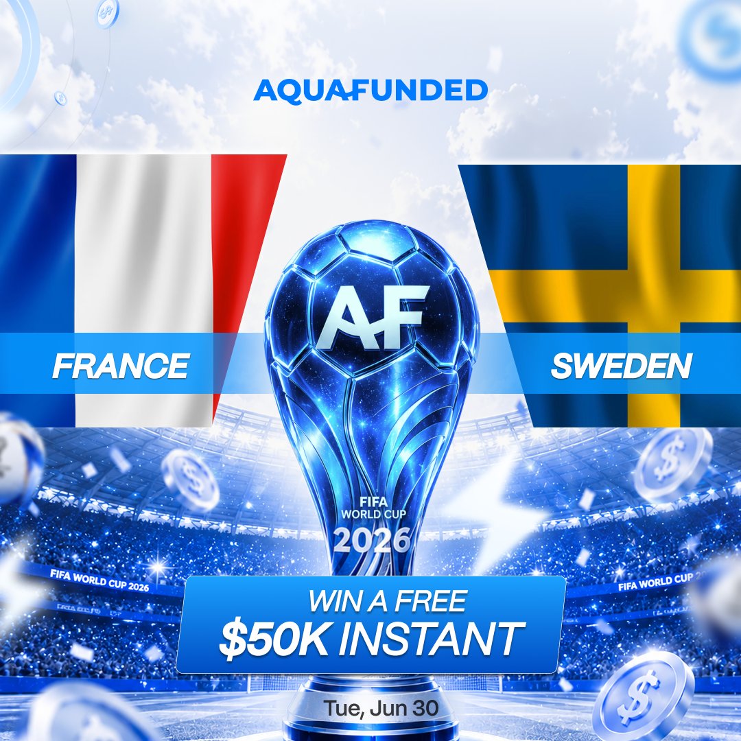 AquaFunded's tweet photo. France vs Sweden 🇫🇷 🇸🇪

We’re giving away a $50,000 instant funded account

All you have to do is predict the final score in the comments and follow us

If you get it right, you may win 🏆 https://t.co/ad3AeZGVcH