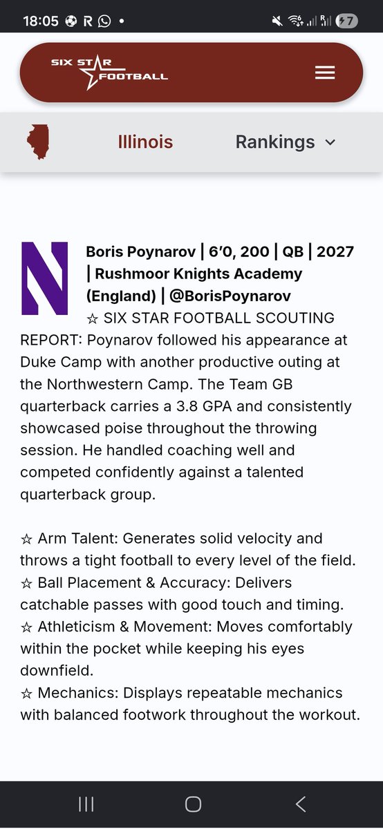 BorisPoynarov's tweet photo. Thank you @sixstarfootball for the write up! Grateful for the recognition
@sixstarfootball @NUFBRecruiting @jerryneuheisel @CoachHGregg @coachbrewha @247Sports @ReidSinnett @QuincyAvery @GridironImports @Rivals @DUFBRecruit @J_ChristensenQB https://t.co/dSnIOZ2cph