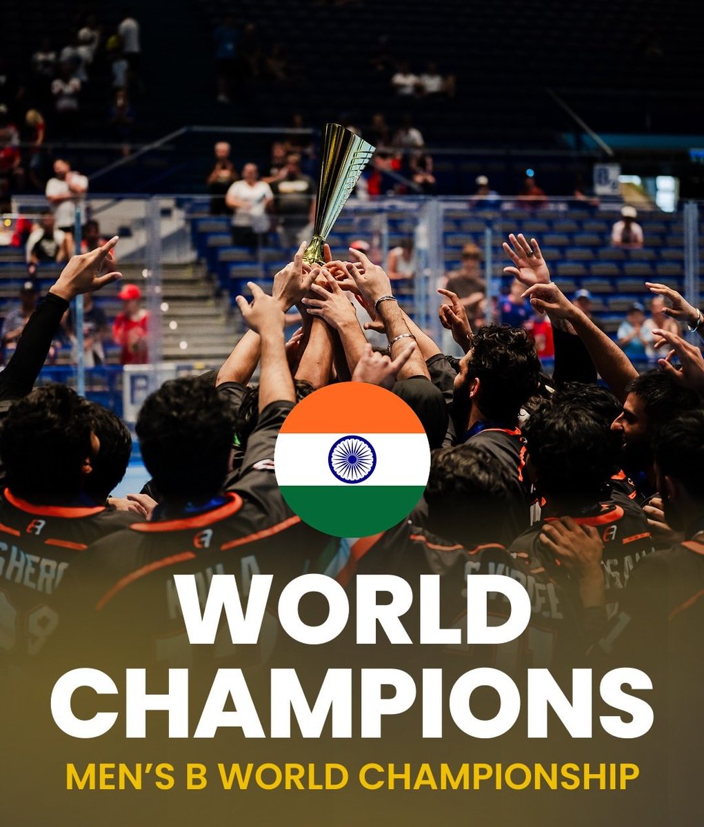 TheKhelIndia's tweet photo. INDIA ARE WORLD CHAMPIONS (GROUP B) 🏆🏒

Indian Team defeated France 7-2 to win Gold in the Group B Finals at ISBHF Ball Hockey World C'ship 🥇

WELL DONE BOYS! 🇮🇳💙 https://t.co/LUNNRNhQWc