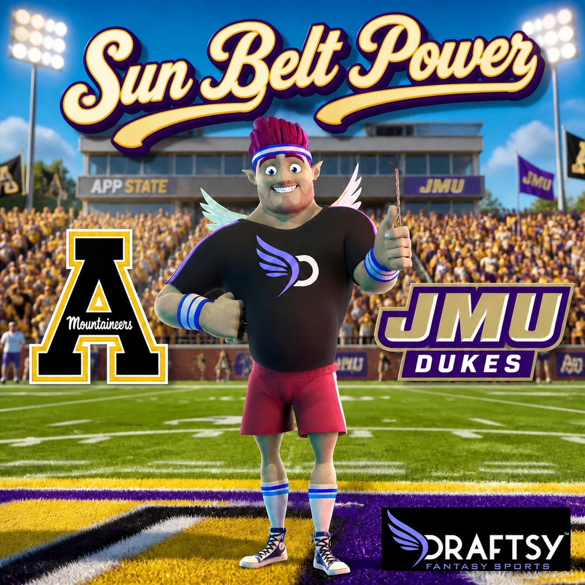 mydraftsy's tweet photo. The Sun Belt is officially on notice. ☀️ App State and JMU are looking like absolute wagons this year. Finding those valuable small conference teams can change your season! Your roster consists of college football teams, not players.

#SunBelt #CFB #Draftsy #JMU https://t.co/7Jl86N5QLg