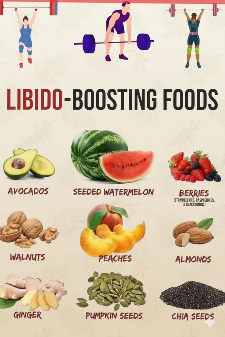 healthhubHQ_'s tweet photo. Libido boosting foods 

- Avocados
- Seeded Watermelon
- Berries
- Walnuts
- Peaches
- Almonds
- Ginger
- Pumpkin Seeds
- Chia Seeds https://t.co/IM3r8r8VJB