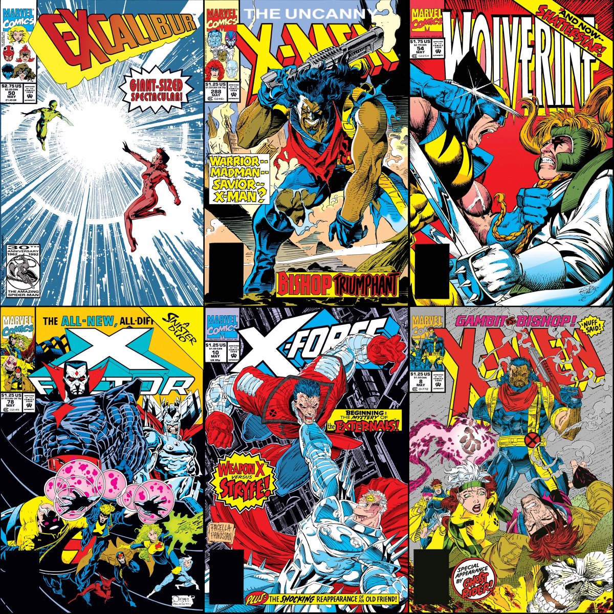 ClassicXMen's tweet photo. X-books that were on sale with cover dates of May 1992. https://t.co/UfLpPK2dWa