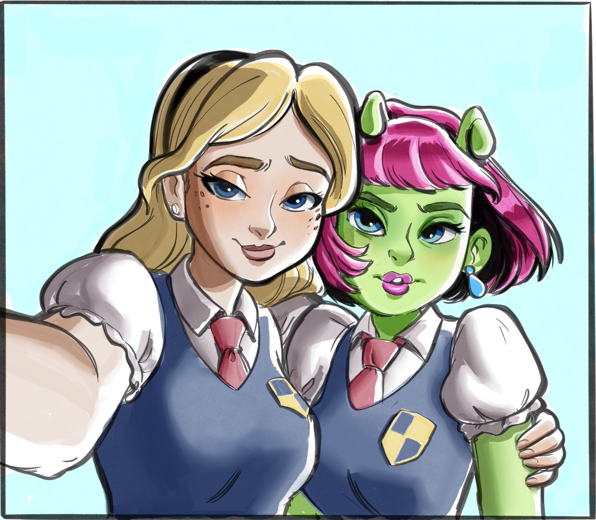 BellzerkerArt's tweet photo. Alicia and Bell take a selfie before class. ๐ Best marks in charm, hands down. Getting a quick picture in before the lecture starts! ๐โจ
#PinupStyle #ModernPinup #OriginalCharacters #AliciaAndBell #SchoolUniform https://t.co/AhSPsRi2yk