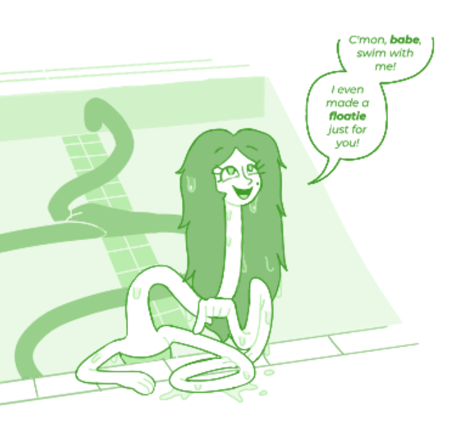 R0b0tist's tweet photo. Doodled my character, Kayley, trying to convince her boyfriend Richard to swim with her.

#digitalart #oc https://t.co/I4ADj2fzOf